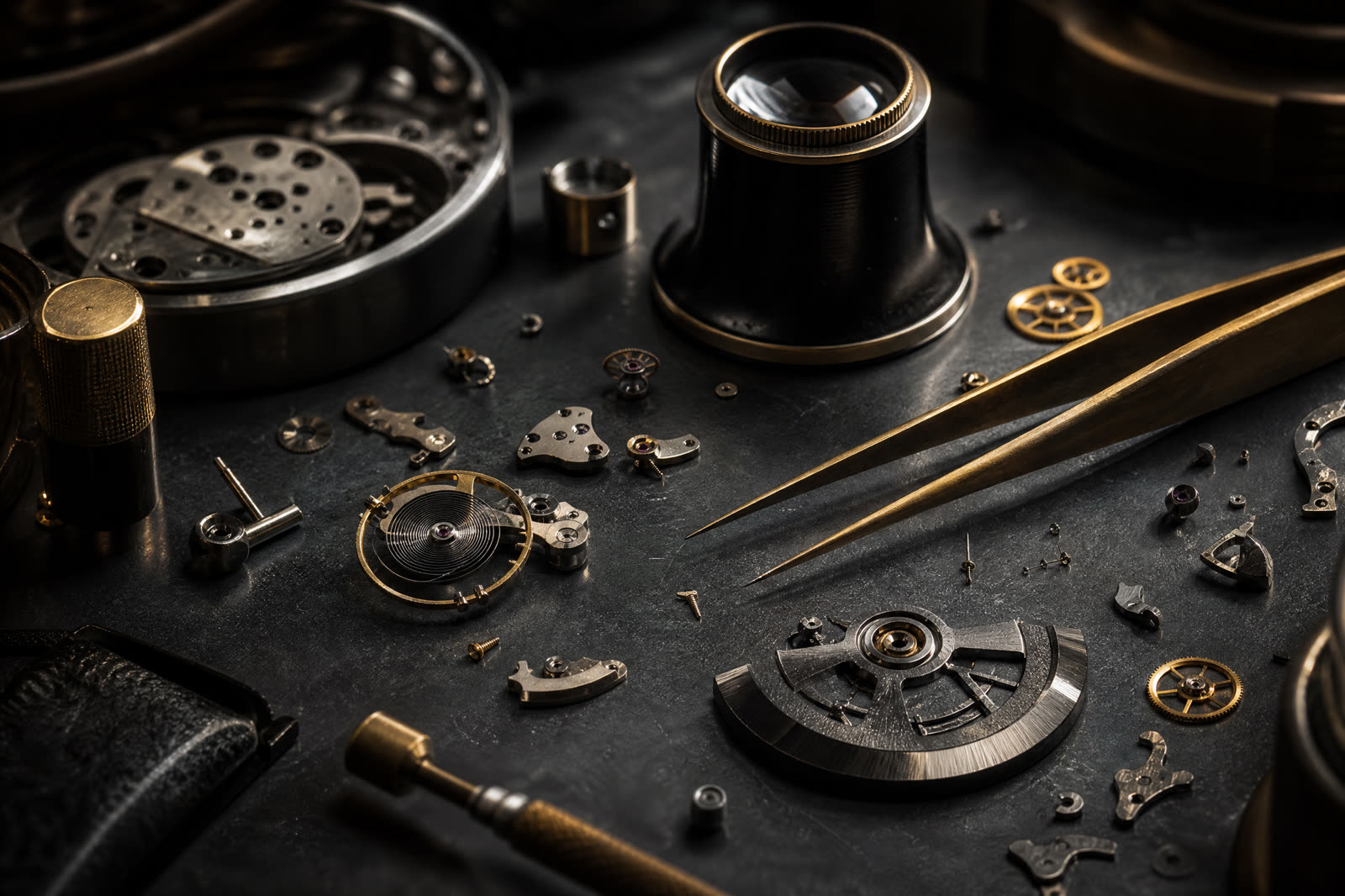 Watchmaking tools in an atelier